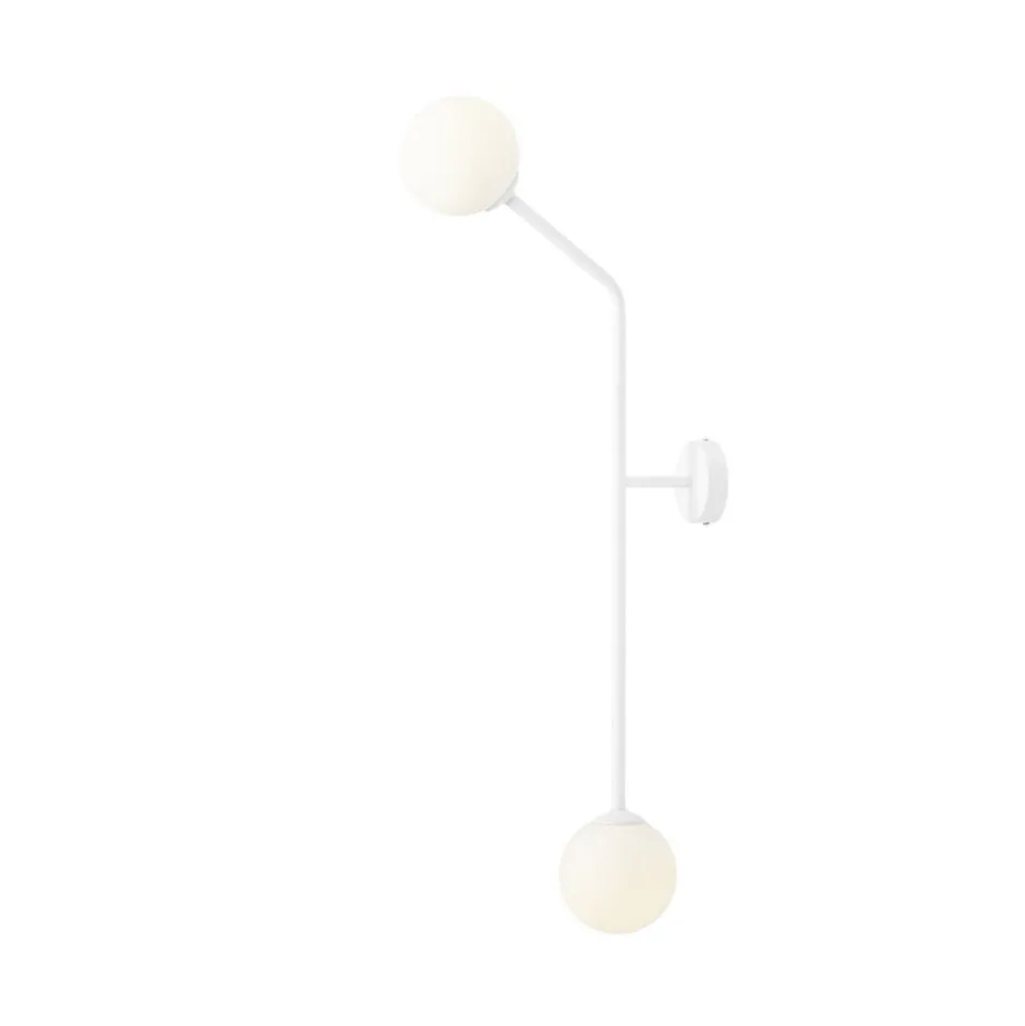 ALDEX Weiße Wandleuchte blendarm Glaskugel Metall E14 T:38 cm< Wandleuchten|Badezimmer Lampe