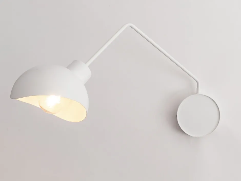 Wandleuchten|Küchenlampen*Sigma Weiße Wandleuchte Metall E27 T:65 cm einflammig