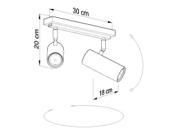 Sollux Weißer Deckenstrahler Metall L:30cm 2x GU10 DUCCIA< Deckenleuchten|Flurlampen