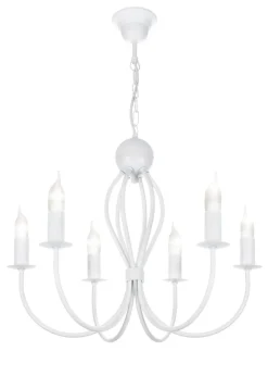 Bürolampen|Wohnzimmerlampen*Belis Weißer Kronleuchter Metall 6-flammig E14 Klassisch