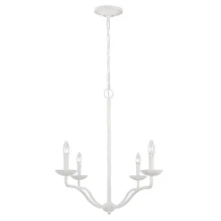 Hängelampen|Esszimmer Lampen*Elstead Weißer Kronleuchter Metall 61 cm breit für 4x E14 Landhaus Stil