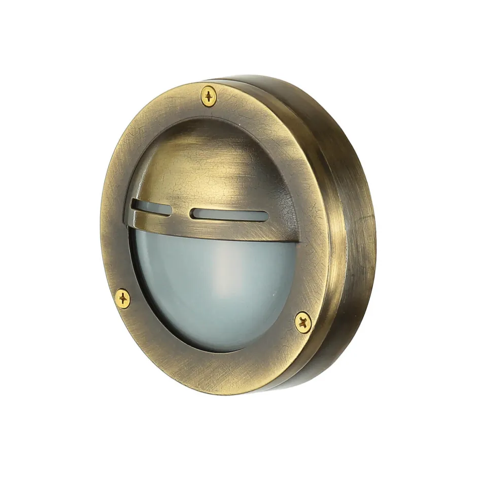 Lido Wetterfeste Außenleuchte Rund IP64 echtes Messing< Außenwandleuchten|Rustikale Lampen