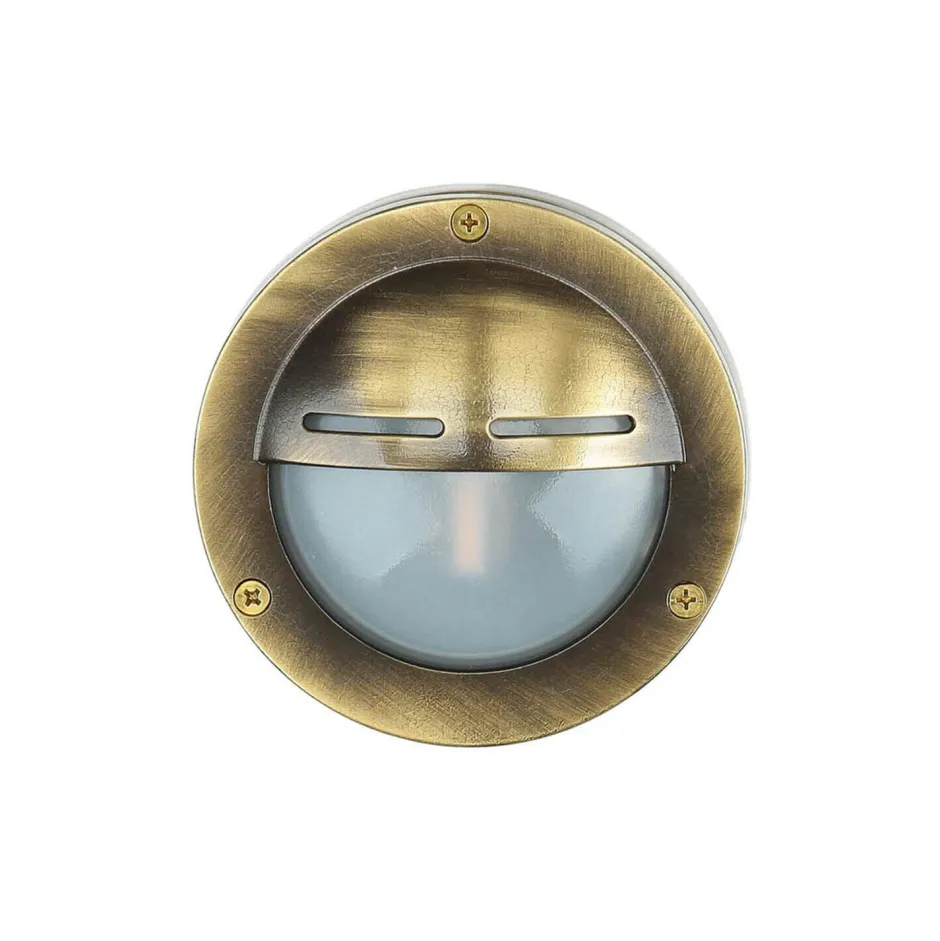 Lido Wetterfeste Außenleuchte Rund IP64 echtes Messing< Außenwandleuchten|Rustikale Lampen