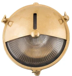 Lido Wetterfeste Wandlampe KARPAHTOS Messing rund IP64< Außenleuchten Messing|Außenwandleuchten