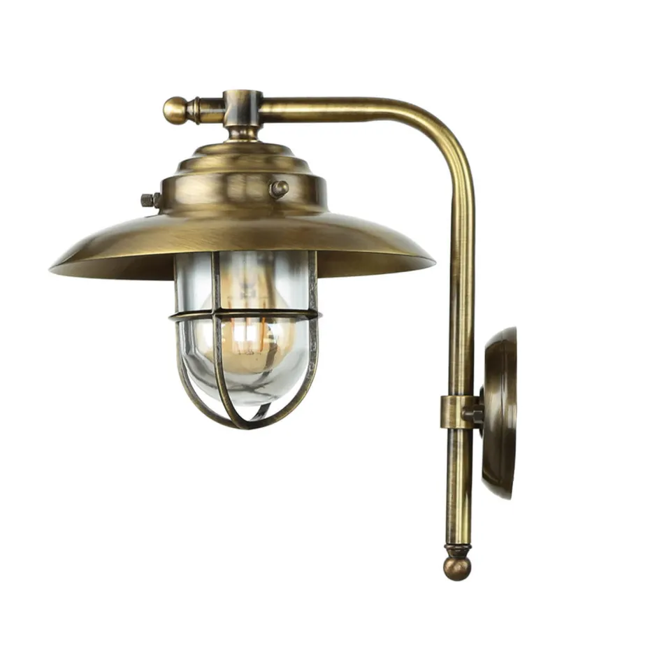 Rustikale Lampen|Metall Lampen*Lido Wetterfeste Wandlampe KAVALA Messing Maritim außen