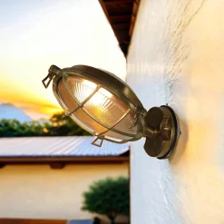 Lido Wetterfeste Wandleuchte SERIFOS Messing Maritim IP64< Außenwandleuchten|Rustikale Lampen