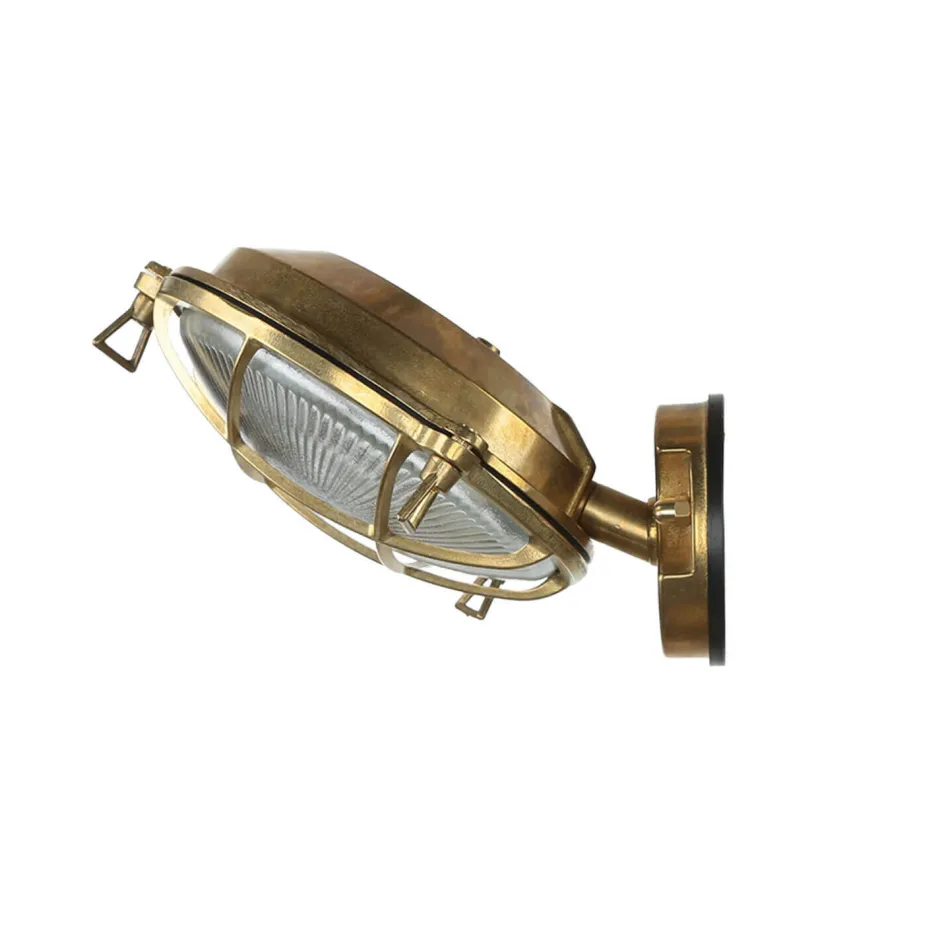 Lido Wetterfeste Wandleuchte SERIFOS Messing Maritim IP64< Außenwandleuchten|Rustikale Lampen