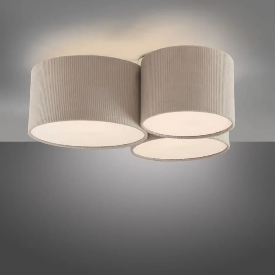 Wohnzimmerlampen|Stofflampen*Just Light Wohnliche Deckenlampe Beige E27 L:70 cm 3-flmg blendarm