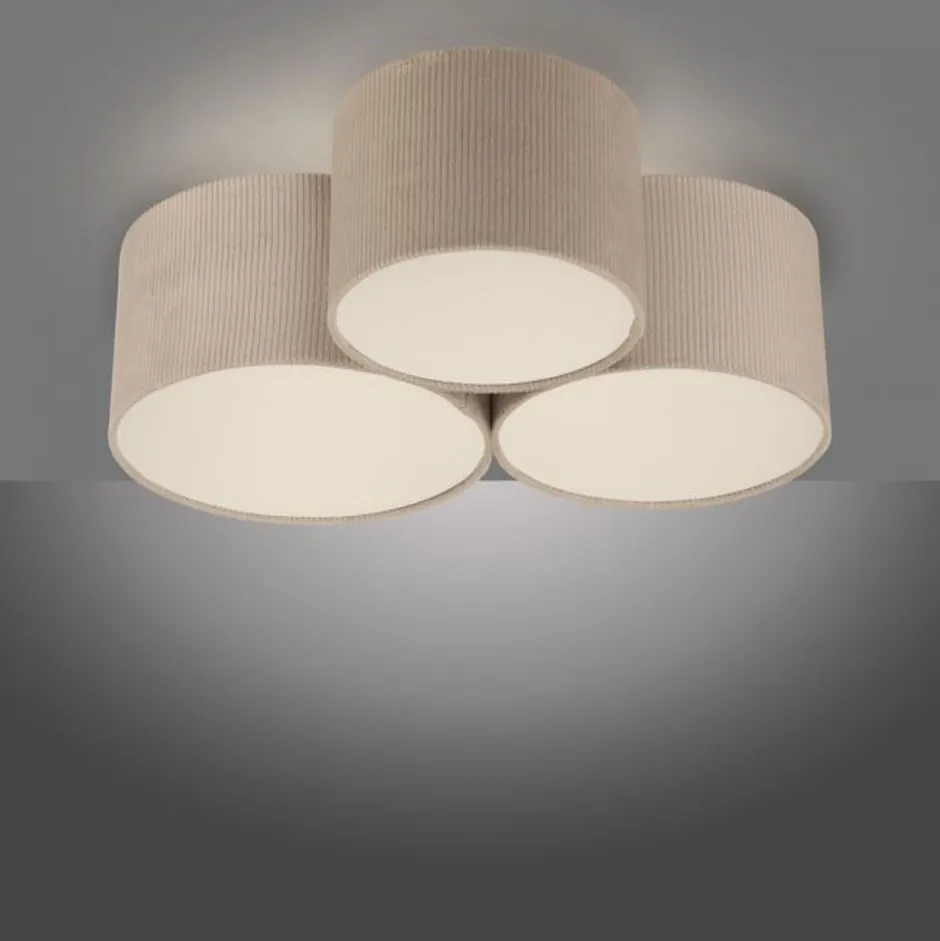 Wohnzimmerlampen|Stofflampen*Just Light Wohnliche Deckenlampe Beige E27 L:70 cm 3-flmg blendarm