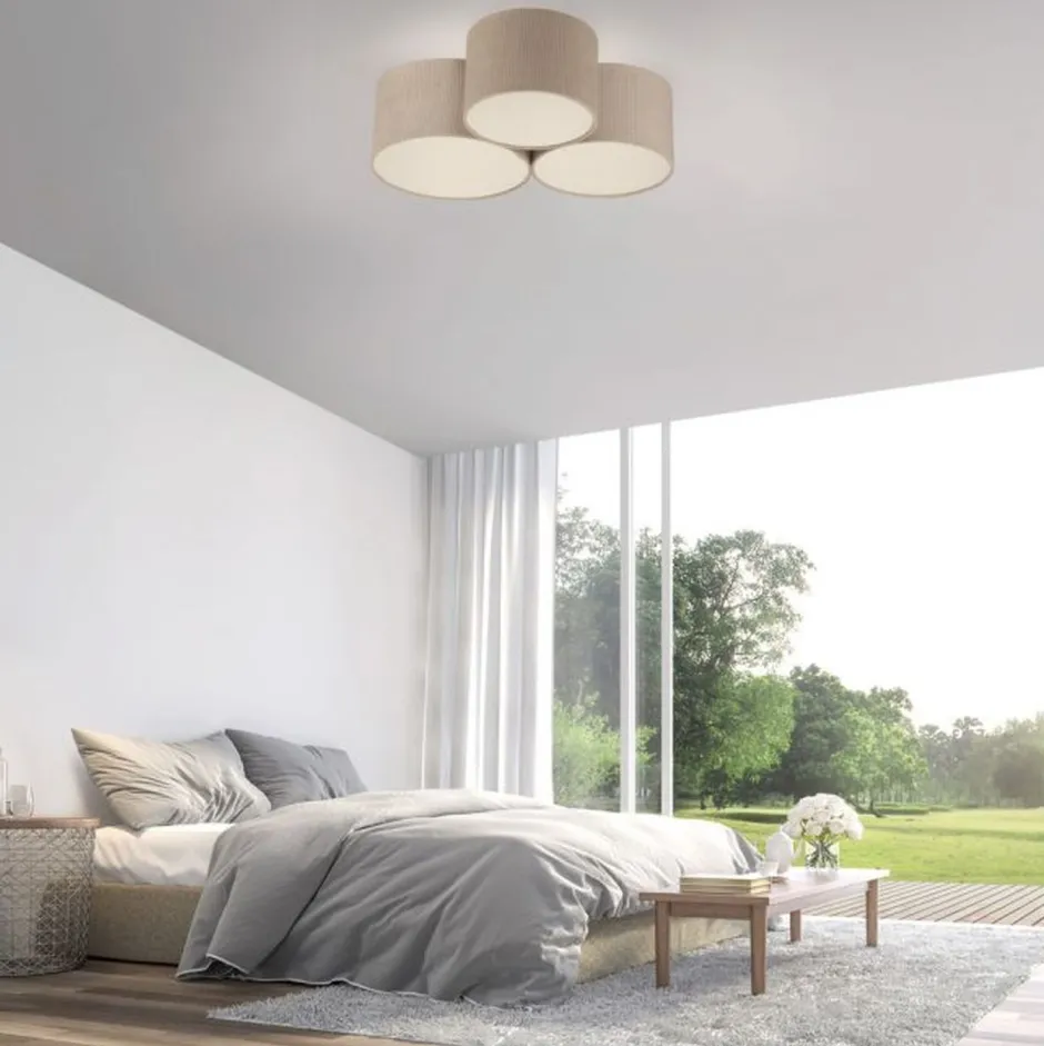 Wohnzimmerlampen|Stofflampen*Just Light Wohnliche Deckenlampe Beige E27 L:70 cm 3-flmg blendarm