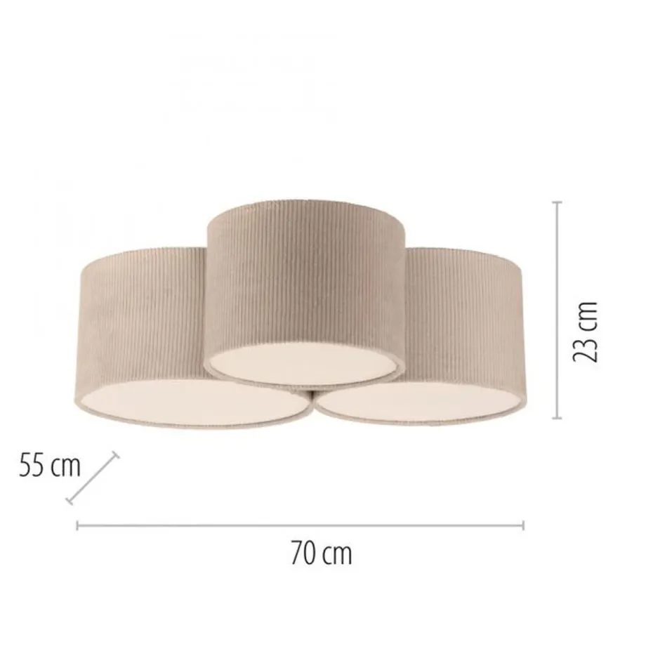 Wohnzimmerlampen|Stofflampen*Just Light Wohnliche Deckenlampe Beige E27 L:70 cm 3-flmg blendarm