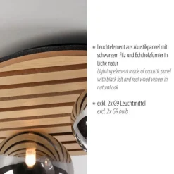 Deckenleuchten|Flurlampen*Just Light Wohnliche Deckenlampe Glaskugeln Holz G9 Ø38,5 cm Natur