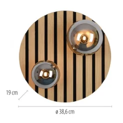 Deckenleuchten|Flurlampen*Just Light Wohnliche Deckenlampe Glaskugeln Holz G9 Ø38,5 cm Natur