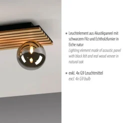 Just Light Wohnliche Deckenlampe Glaskugeln Holz G9 80 cm Natur< Deckenleuchten|Flurlampen