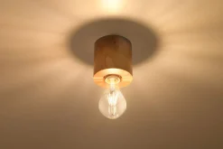 Holzlampen|Moderne Lampen*Sollux Wohnliche Deckenlampe Holz rund Ø10cm H:10cm für E27