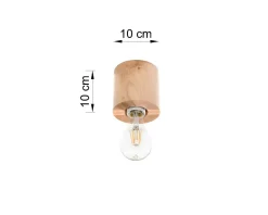 Holzlampen|Moderne Lampen*Sollux Wohnliche Deckenlampe Holz rund Ø10cm H:10cm für E27