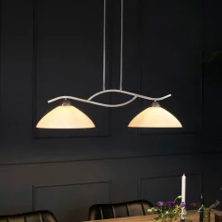 Deckenleuchten|Badezimmer Lampe*Steinhauer Wohnliche Deckenlampe Metall Glas in Stahl Weiß 82 cm