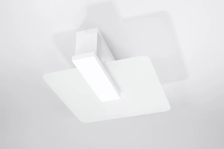 Deckenleuchten|Bürolampen*Sollux Wohnliche Deckenlampe Weiß Glas Holz flach H: 14 cm