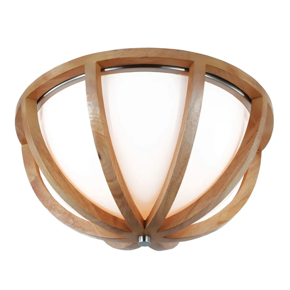 Deckenleuchten|Flurlampen*Elstead Wohnliche Deckenleuchte ARBARO Holz Glas Rustikal rund