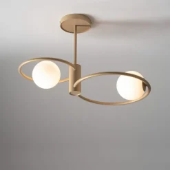 Deckenleuchten|Kugellampen*Sigma Wohnliche Deckenleuchte Gold Metall Glas G9 2-flammig