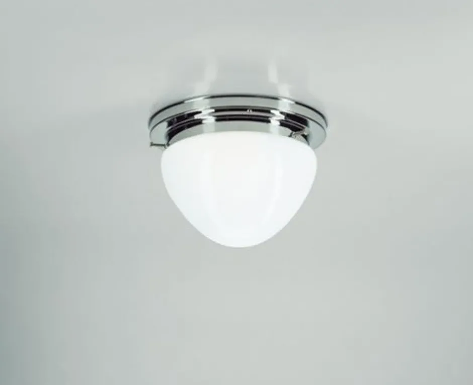 Berliner Messingleuchten Wohnliche Deckenleuchte in Chrom Messing Glas Ø20 cm< Flurlampen|Bürolampen