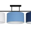 Bürolampen|Wohnzimmerlampen*Belis Wohnliche Deckenleuchte Stoff Weiß Blau E27 L:100 cm