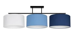Bürolampen|Wohnzimmerlampen*Belis Wohnliche Deckenleuchte Stoff Weiß Blau E27 L:100 cm