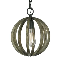 Kugellampen|Rustikale Lampen*Elstead Wohnliche Hängelampe ARBARO Holz antik Rustikal rund