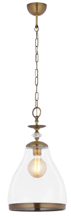 Jupiter Wohnliche Hängelampe Glas Metall E27 in Messing< Hängelampen|Glaslampen