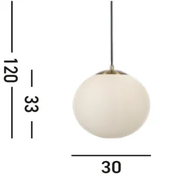 Wohnzimmerlampen|Metall Lampen*Searchlight Wohnliche Hängelampe Glas Metall in Messing Weiß Ø30 cm