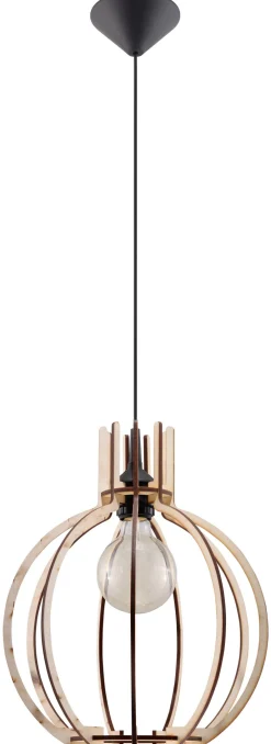 Hängelampen|Esszimmer Lampen*Sollux Wohnliche Hängelampe Holz Ø30cm rund Esstisch