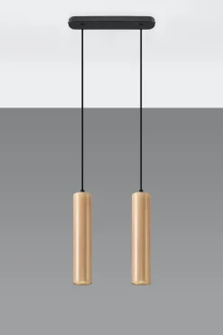 Sollux Wohnliche Hängelampe Holz 2x GU10 Modern Esstisch< Wohnzimmerlampen|Holzlampen