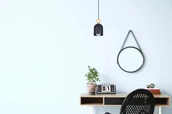 Belis Wohnliche Hängelampe Schwarz Metall Holz E27 Ø11 cm< Hängelampen|Bürolampen