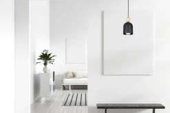 Belis Wohnliche Hängelampe Schwarz Metall Holz E27 Ø11 cm< Hängelampen|Bürolampen