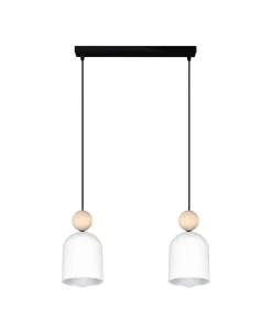 Belis Wohnliche Hängelampe Schwarz Weiß Metall Holz E27 46 cm< Hängelampen|Bürolampen