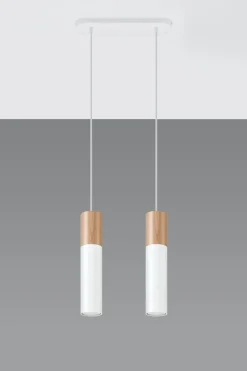 Hängelampen|Esszimmer Lampen*Sollux Wohnliche Hängelampe WAYNELLE Weiß Holz Skandinavisch