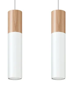 Hängelampen|Esszimmer Lampen*Sollux Wohnliche Hängelampe WAYNELLE Weiß Holz Skandinavisch