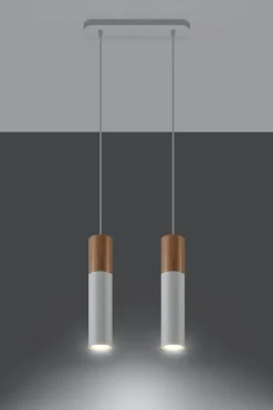 Hängelampen|Esszimmer Lampen*Sollux Wohnliche Hängelampe WAYNELLE Weiß Holz Skandinavisch