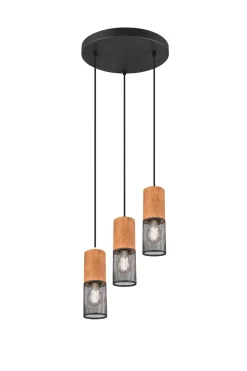 Trio Reality Wohnliche Hängeleuchte Holz Metall E27 Ø28 cm 3-flammig< Hängelampen|Bürolampen