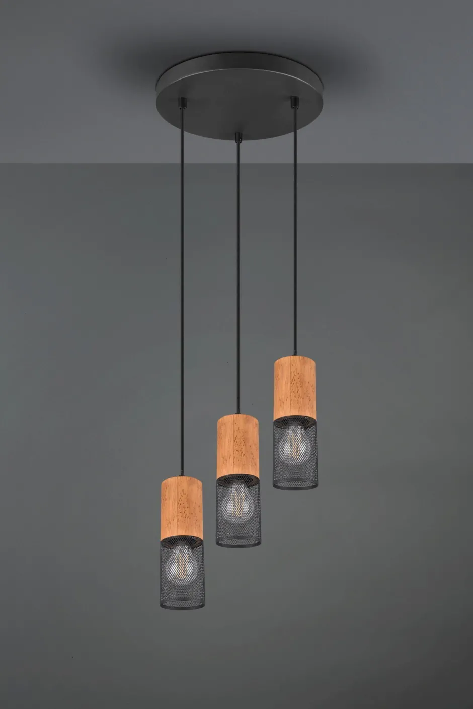 Trio Reality Wohnliche Hängeleuchte Holz Metall E27 Ø28 cm 3-flammig< Hängelampen|Bürolampen