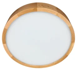 Holzlampen|Moderne Lampen*Lamkur Wohnliche LED Deckenleuchte ARBARO in Eiche rund