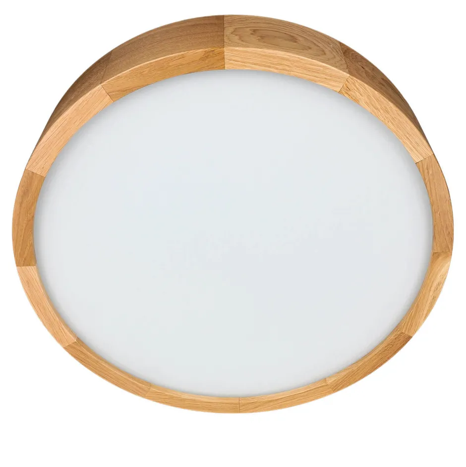 Holzlampen|Moderne Lampen*Lamkur Wohnliche LED Deckenleuchte ARBARO in Eiche rund