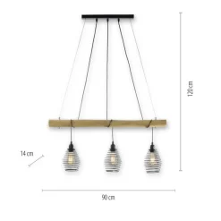 Hängelampen|Bürolampen*Just Light Wohnliche Pendelleuchte E27 90 cm Schwarz Natur Vintage