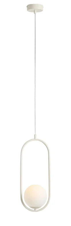 Hängelampen|Bürolampen*ALDEX Wohnliche Pendelleuchte Glas Metall Creme L:18,5 cm E14