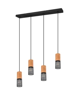 Trio Reality Wohnliche Pendelleuchte Holz Metall E27 65 cm 4-flammig< Hängelampen|Bürolampen
