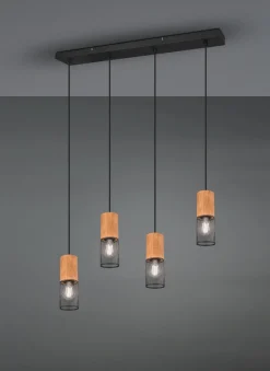 Trio Reality Wohnliche Pendelleuchte Holz Metall E27 65 cm 4-flammig< Hängelampen|Bürolampen