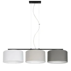 Bürolampen|Wohnzimmerlampen*Belis Wohnliche Pendelleuchte Stoff Weiß Grau Graphit 100 cm