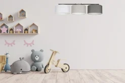 Bürolampen|Wohnzimmerlampen*Belis Wohnliche Pendelleuchte Stoff Weiß Grau Graphit 100 cm