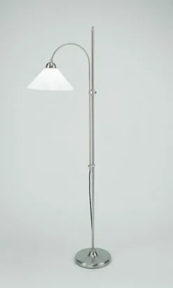 Wohnzimmerlampen|Metall Lampen*Berliner Messingleuchten Wohnliche Stehlampe Messing Glas E27 160 cm in Nickel