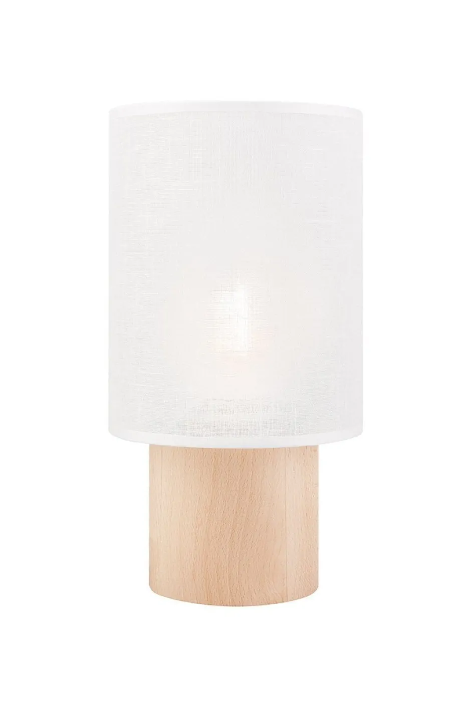 Lamkur Wohnliche Tischlampe 30 cm E27 Weiß Stoff Holz Modern< Stofflampen|Wohnzimmerlampen